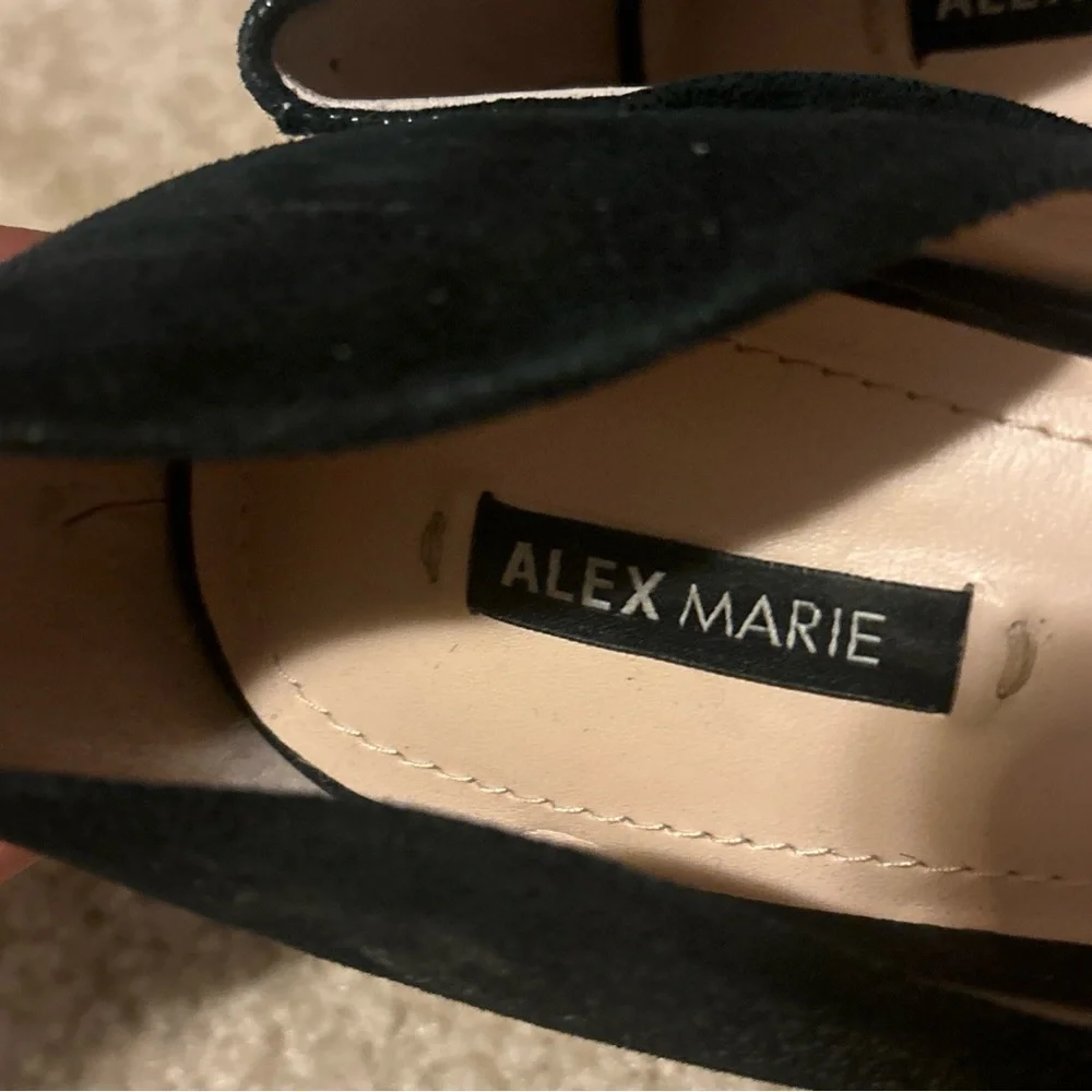 Alex Marie women’s Black Peep-Toe Heels with Floral Accent - Picture 3 of 9